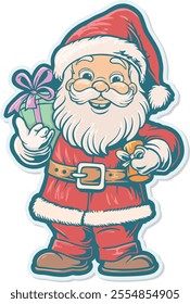 art illustration cartoon funny santa claus smile christmas doodle vector