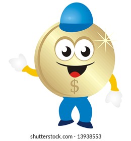 art illustration of a character animated coin