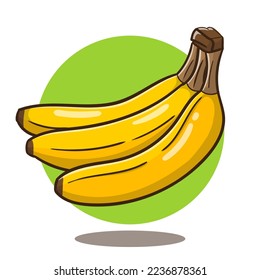 art illustration of cute cartoon banana, flat cartoon style icon.