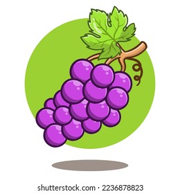 art illustration of cute cartoon grape, flat cartoon style icon.