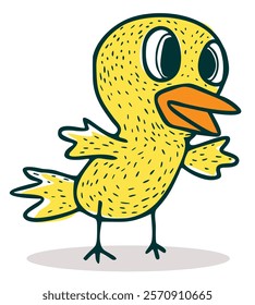 Art illustration cute little chicken cartoon line art vector