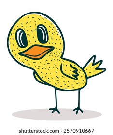 Art illustration cute little chicken cartoon line art vector