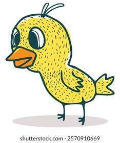 Art illustration cute little chicken cartoon line art vector