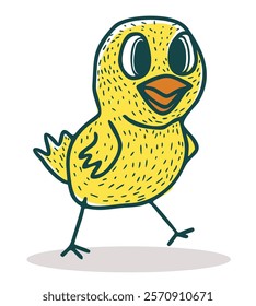 Art illustration cute little chicken cartoon line art vector