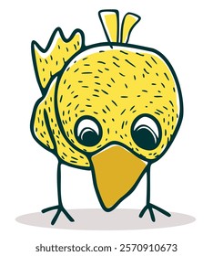 Art illustration cute little chicken cartoon line art vector