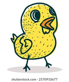 Art illustration cute little chicken cartoon line art vector