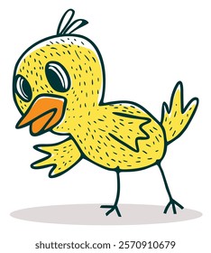 Art illustration cute little chicken cartoon line art vector