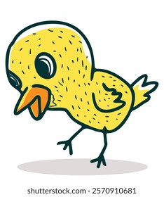 Art illustration cute little chicken cartoon line art vector