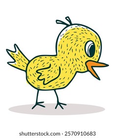 Art illustration cute little chicken cartoon line art vector