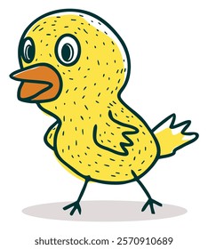 Art illustration cute little chicken cartoon line art vector