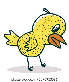 Art illustration cute little chicken cartoon line art vector