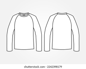 Art illustration design clothes concept fashion wear isolated mock up of male raglan t shirt long sleeve o neck