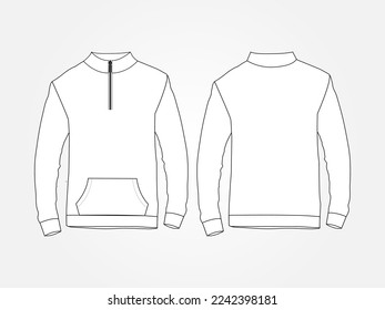 Art illustration design clothes concept fashion wear isolated mock up of jacket track top half zipper