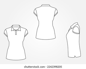 Art illustration design clothes concept fashion wear isolated mock up of female t shirt polo short sleeve