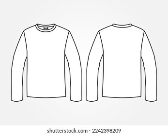 Art illustration design clothes concept fashion wear isolated mock up of male t shirt long sleeve o neck