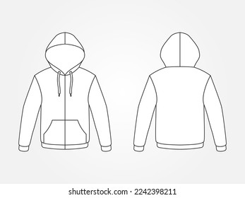 Art illustration design clothes concept fashion wear isolated mock up of hoodie jacket with pocket