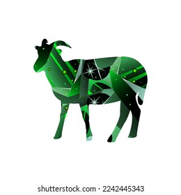 art illustration design concept background landscape icon goat with painting colorful artwork crystal