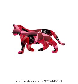 art illustration design concept background landscape icon tiger with painting colorful artwork crystal