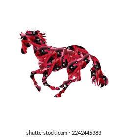 ilustración de diseño concepto de fondo paisaje icono caballo con pintura obras de arte coloridas 