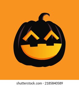 Art illustration design concept colorful icon symbol logo of kawaii black pumpkin with face expression