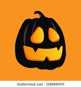 Art illustration design concept colorful icon symbol logo of kawaii black pumpkin with face expression