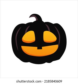 Art illustration design concept colorful icon symbol logo of kawaii black pumpkin with face expression
