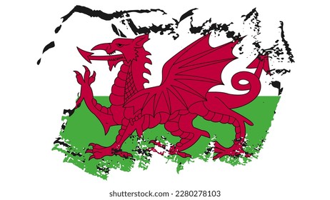 Art Illustration design concept flat nation flag sign symbol country of Wales