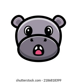 art illustration design concept mascot symbol icon head animal of hippopotamus