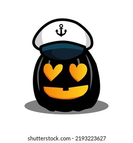 Art Illustration Design Concept Pumpkin Kawaii Halloween Doodle Mascot Wear Hat Character