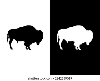 Art illustration design concpet icon black white logo isolated symbol of byson