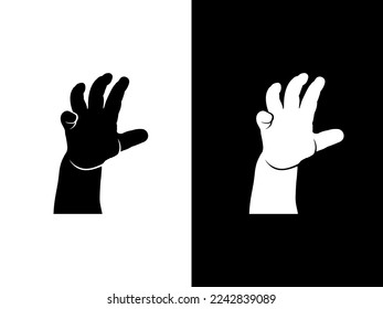 Art illustration design concpet icon black white logo isolated symbol of hand gesture claw