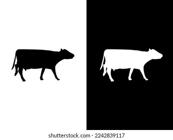 Art illustration design concpet icon black white logo isolated symbol of cow