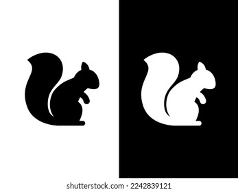 Art illustration design concpet icon black white logo isolated symbol of squirrel