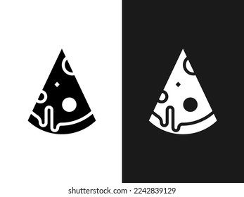 Art illustration design concpet icon black white logo isolated symbol of pizza slice