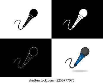 Art illustration design icon logo with silhouette concept symbol of microphone