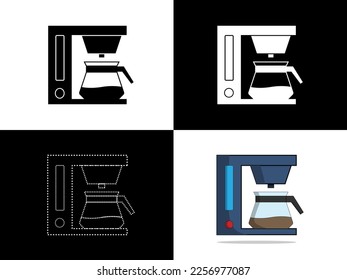 Art illustration design icon logo with silhouette concept symbol of hot drink coffee maker