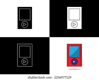 Art illustration design icon logo with silhouette concept symbol of music player