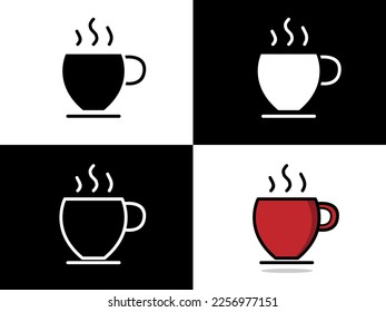 Art illustration design icon logo with silhouette concept symbol of hot drink cup