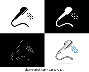 Art illustration design icon logo with silhouette concept symbol of shower bath