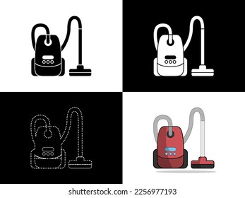 Art illustration design icon logo with silhouette concept symbol of vacuum cleaner
