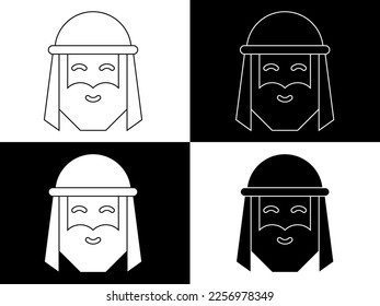 Art illustration design icon logo with silhouette concept symbol of head arabian men