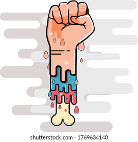the art of illustration design vector with lumpy hands symbolizes freedom and resistance