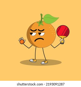 Art illustration Doodle Kawaii Fruits Symbol Character Orange Mascot Activity of Table Tennis