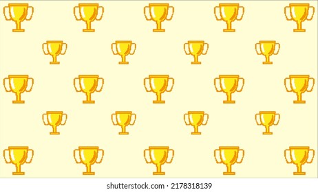 Art Illustration Draw Artwork Background Pixel Character Icon Symbol Design Concept Video Game Set Of Trophy Champ Cup 