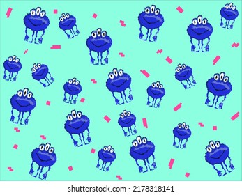 art illustration draw artwork background pixel character icon symbol design pattern concept set of monster alien