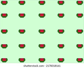 art illustration draw artwork background pixel character icon symbol design pattern fruits concept set of watermelon