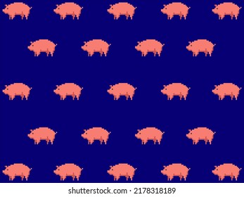 art illustration draw artwork background pixel character icon symbol design concept pattern set of pig animal