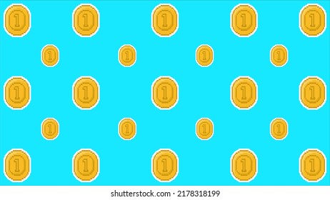 ilustración dibujar ilustración fondo de imagen símbolo de icono de símbolo de píxel conjunto de conceptos de moneda de oro