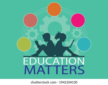 Art and Illustration of education matters in pandemic era. Silhouette of two students studying