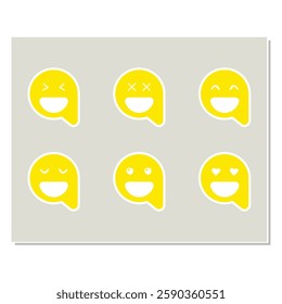 Art and Illustration Emoticon icon set funny classy	